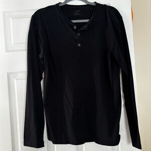 Men's Black Long Sleeve Henley Shirt